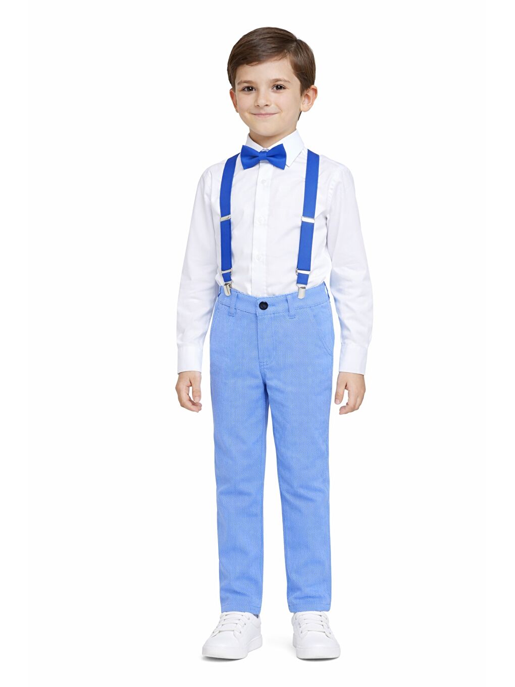 Mavi Erkek Çocuk Askı Papyon Bayram Kombini M00805