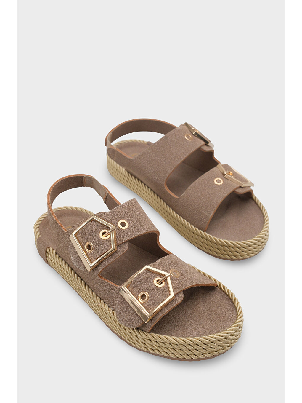 Bej Faith Metal Tokalı Konfor Kadın Sandalet-1