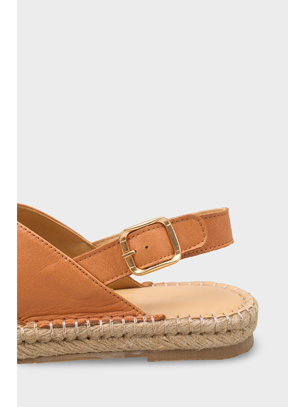 Kahverengi Lilian Hakiki Deri Espadril Tabanlı Kadın Sandalet-3