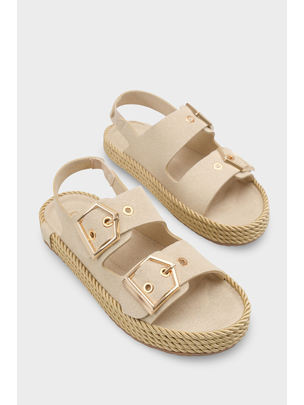 Bej Faith Metal Tokalı Konfor Kadın Sandalet-1