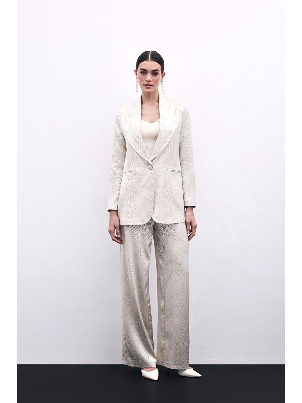 Zebra Desenli Pantolon - Bej