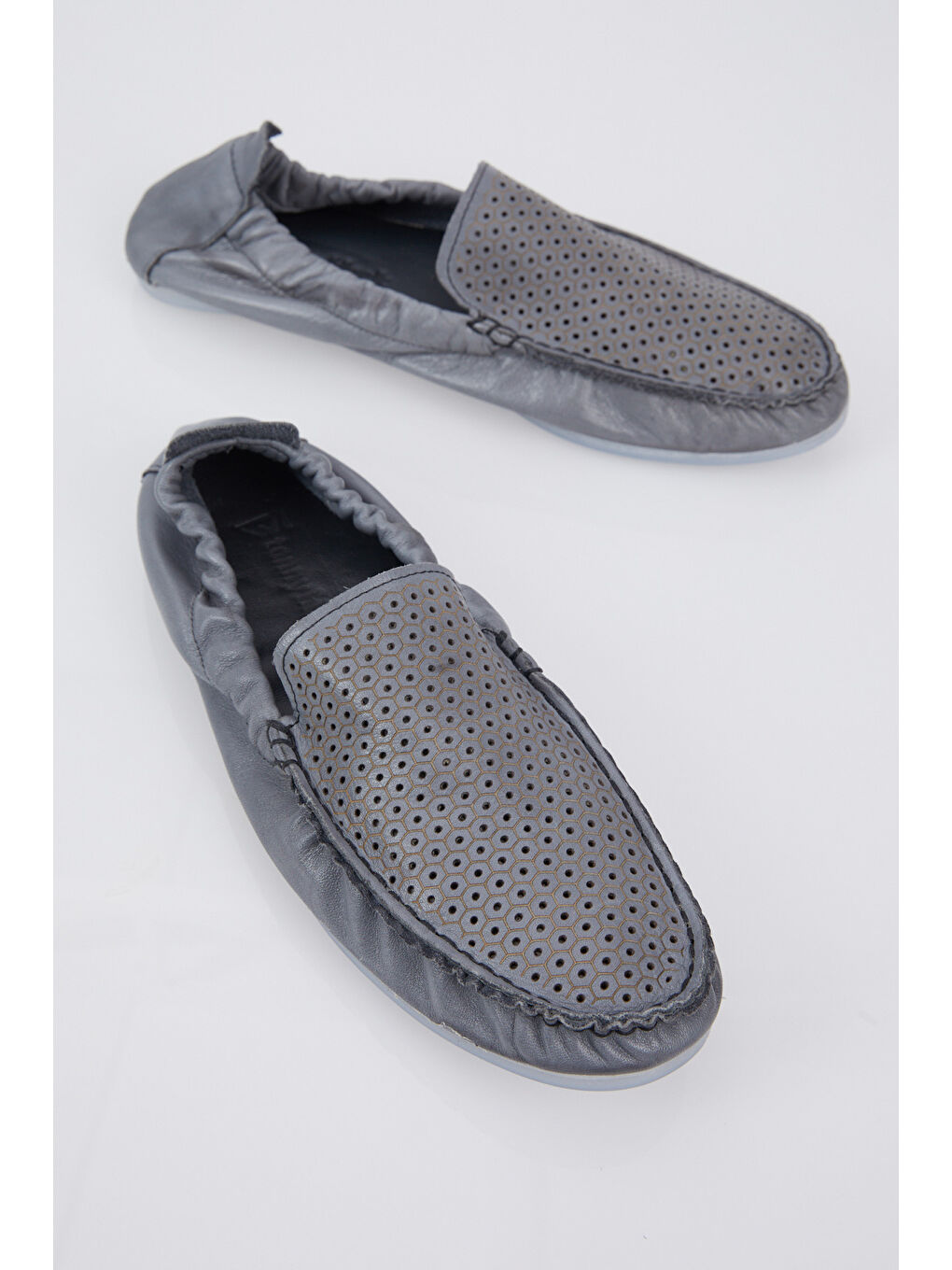 Erkek Gri Arkası Lastikli Hakiki Deri Loafer-2