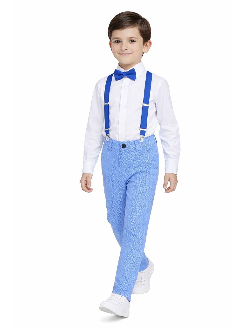 Mavi Erkek Çocuk Askı Papyon Bayram Kombini M00805-2