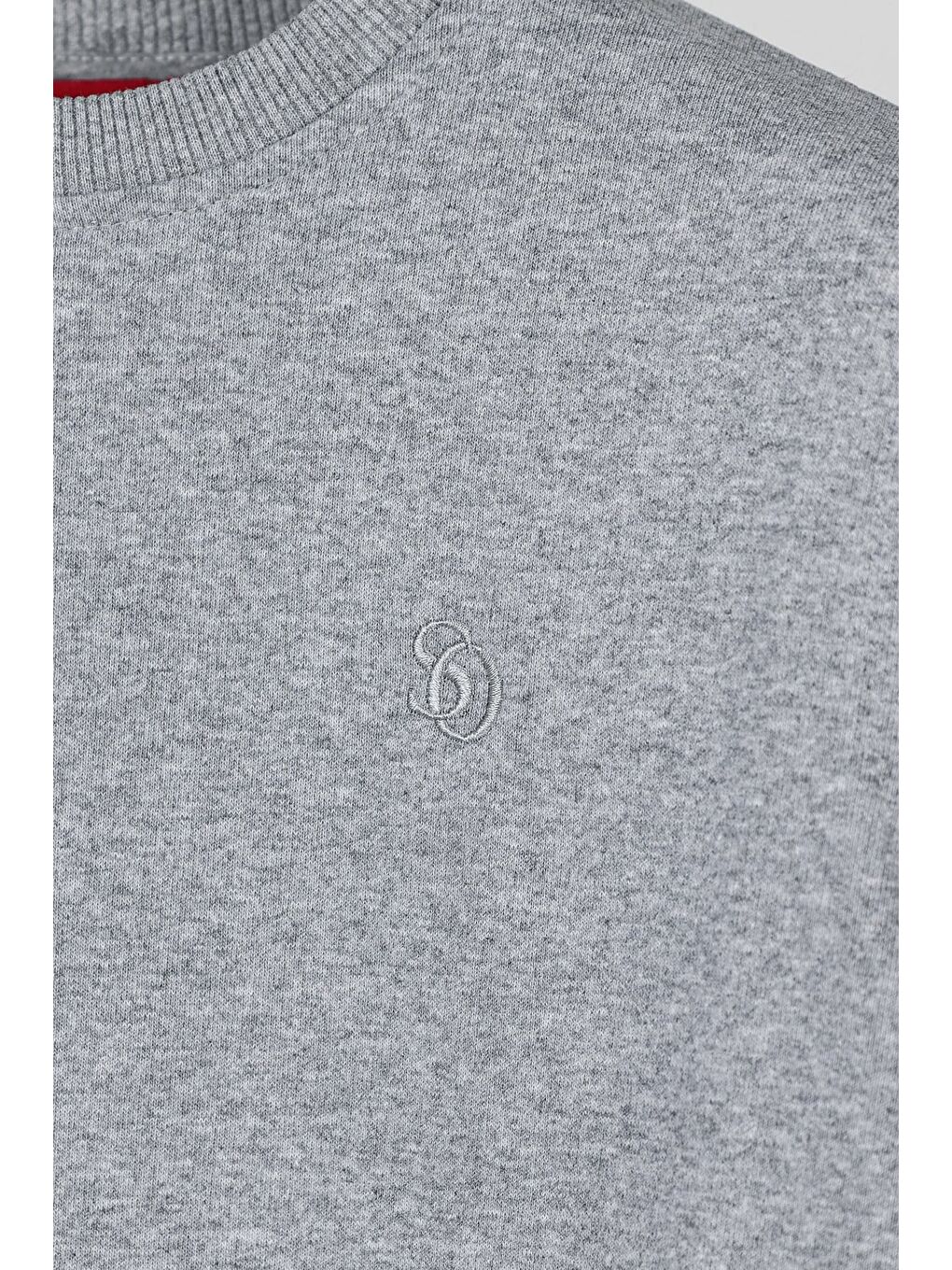 Unisex Gri Normal Kesim Regular Fit %100 Pamuk Bisiklet Yaka Sweatshirt-2