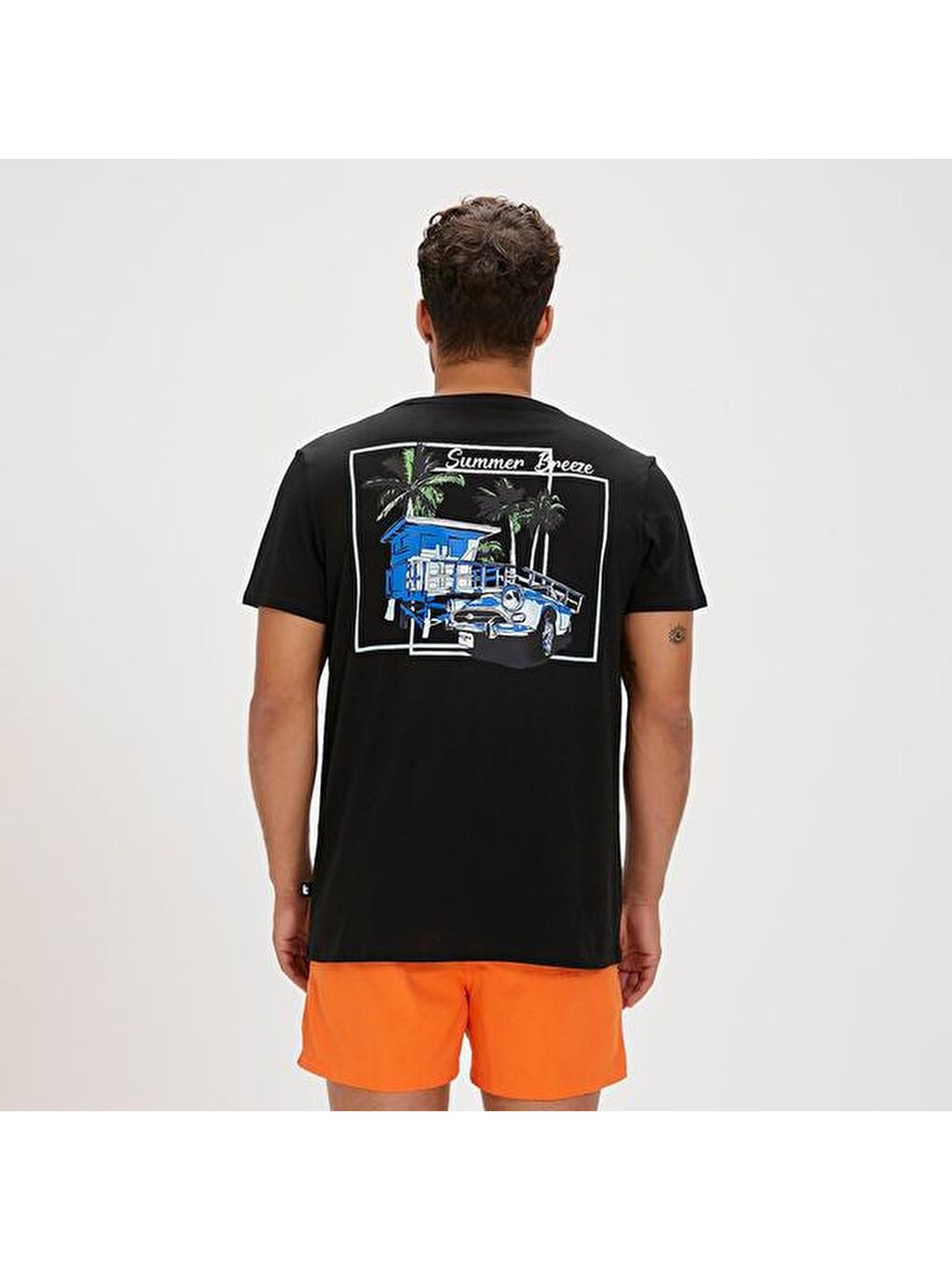 Dustin Erkek Siyah Yuvarlak Yaka Tişört-1