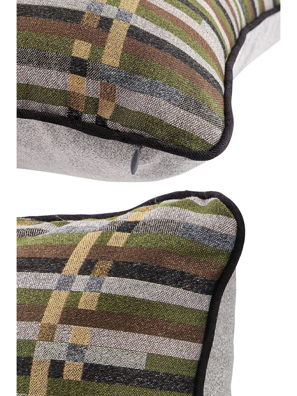 Yeşil Özel Tasarım 43x43 Dokuma Kırlent Kılıfı Biyeli Gizli Fermuarlı Dekoratif Salon-2