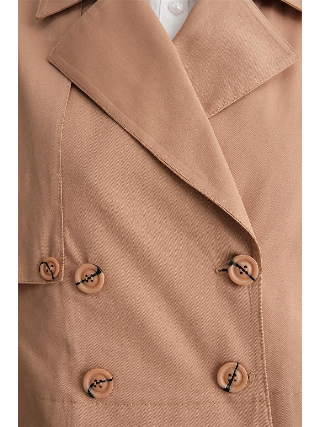 Kahverengi Kısa Trenchcoat Pamuk Ceket 24Y5401 Camel-4