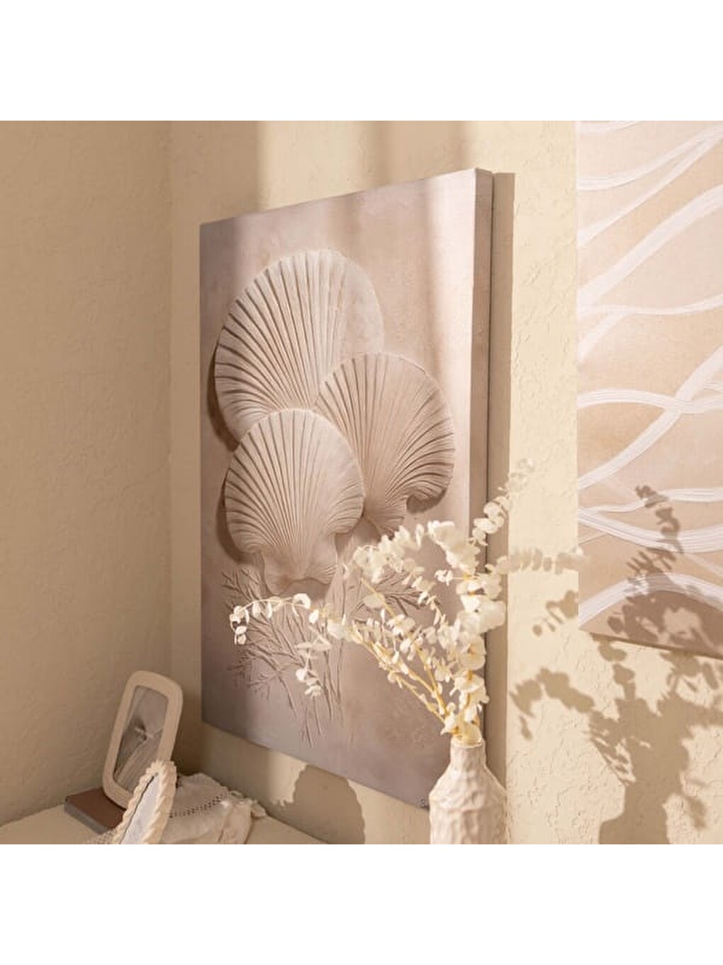 Deco Deniz Kabuğu Kanvas Tablo - Bej - 60x90 cm-2