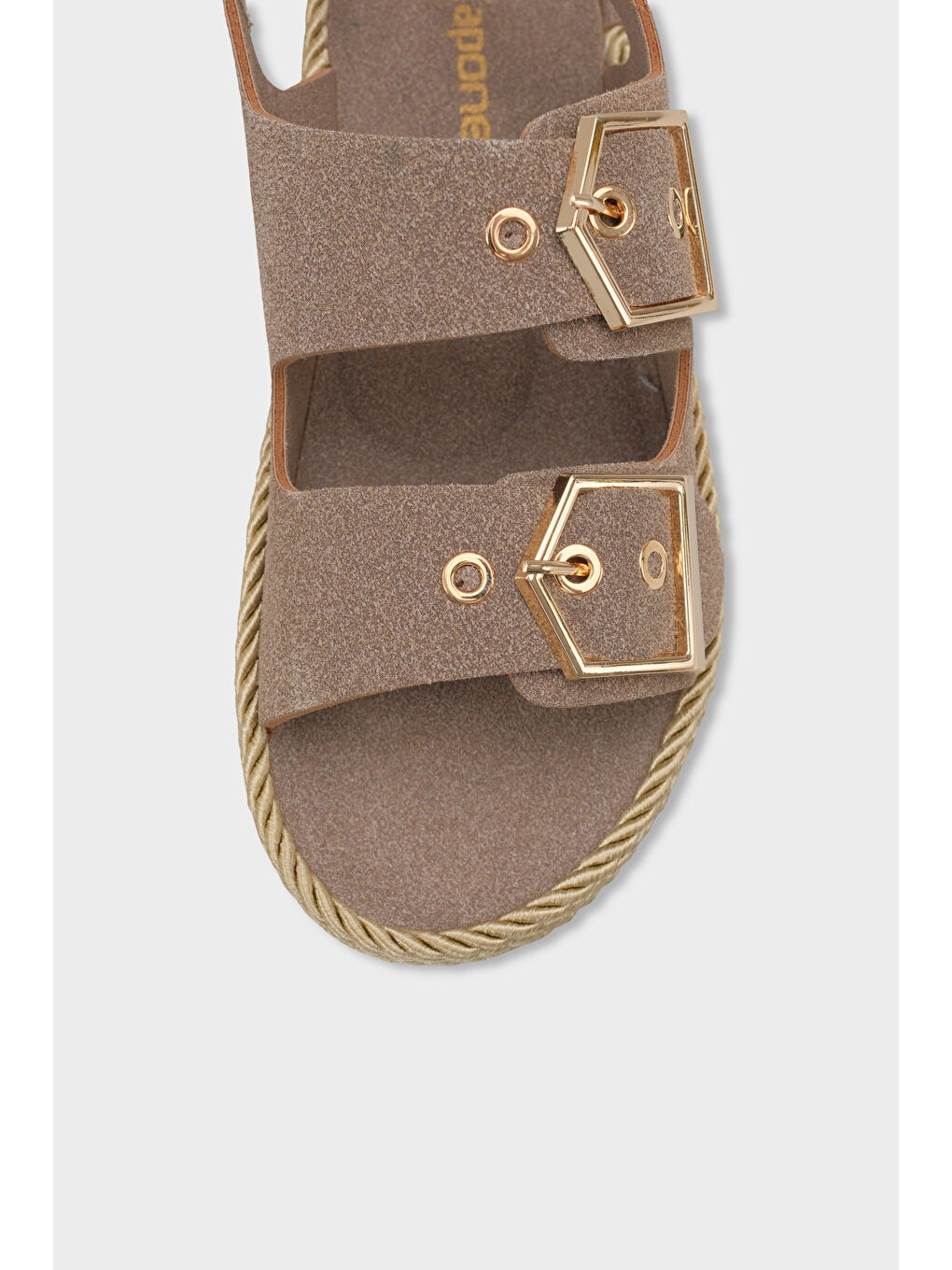 Bej Faith Metal Tokalı Konfor Kadın Sandalet-2