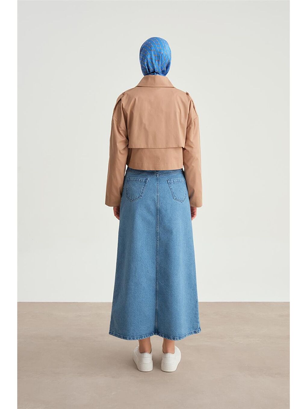 Kahverengi Kısa Trenchcoat Pamuk Ceket 24Y5401 Camel-5