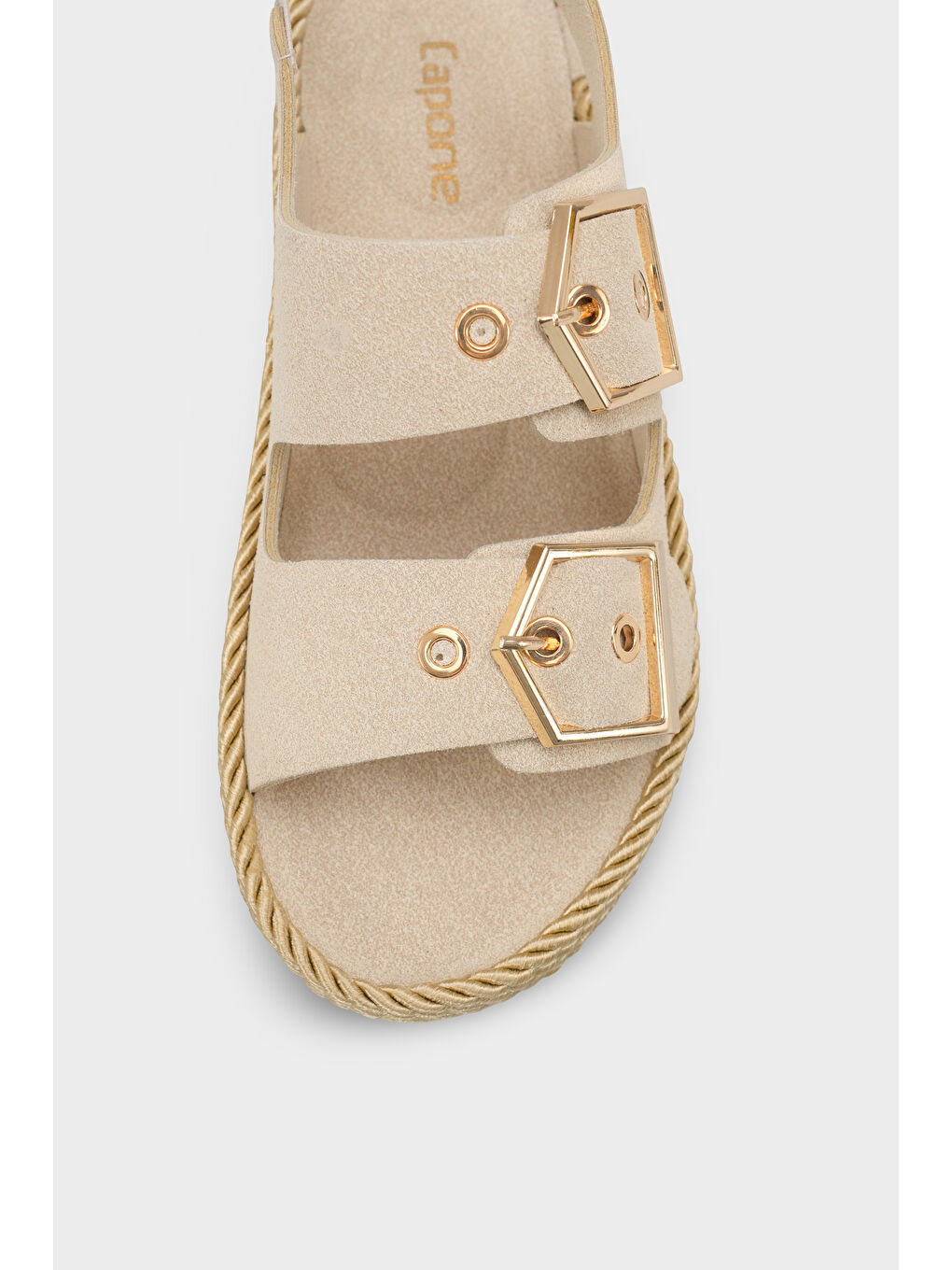 Bej Faith Metal Tokalı Konfor Kadın Sandalet-2