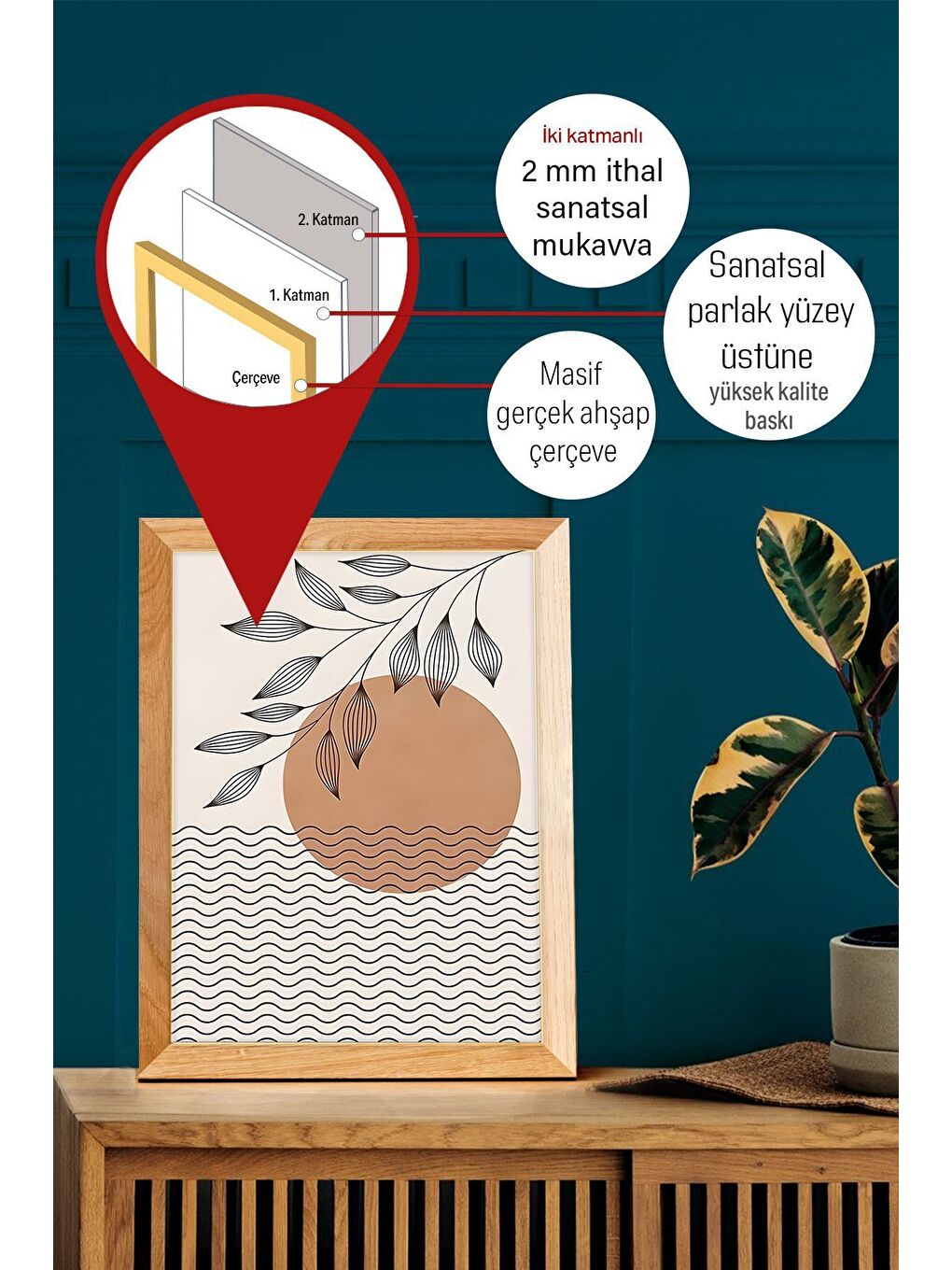 Beyaz Gerçek Ahşap Çerçeveli 3 Parça 3D Poster Tablo Seti 33x48 cm - Set 129-2