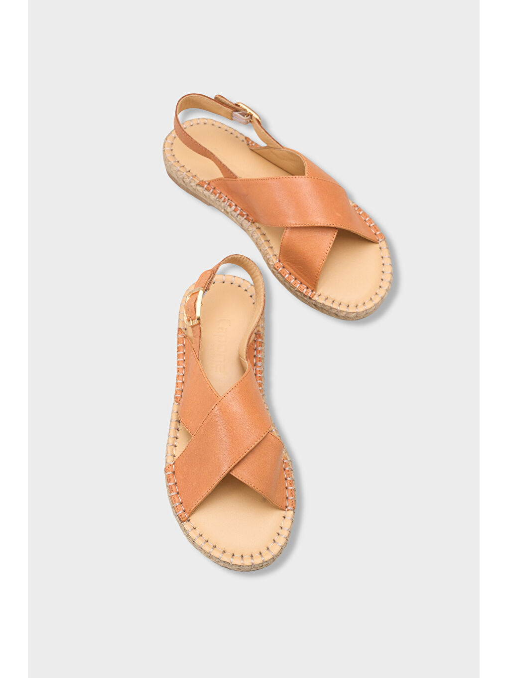 Kahverengi Lilian Hakiki Deri Espadril Tabanlı Kadın Sandalet-5