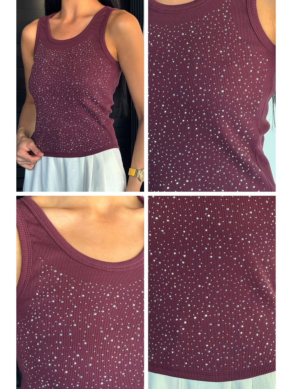 Mürdüm Ön Taşlı Kaşkorse Bluz-4
