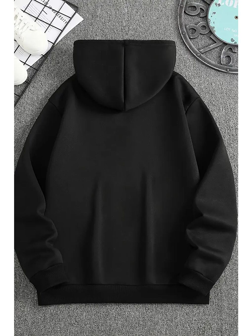 Siyah Focus Ön Baskılı İçi Pamuklu Unisex Erkek Sweatshirt-5