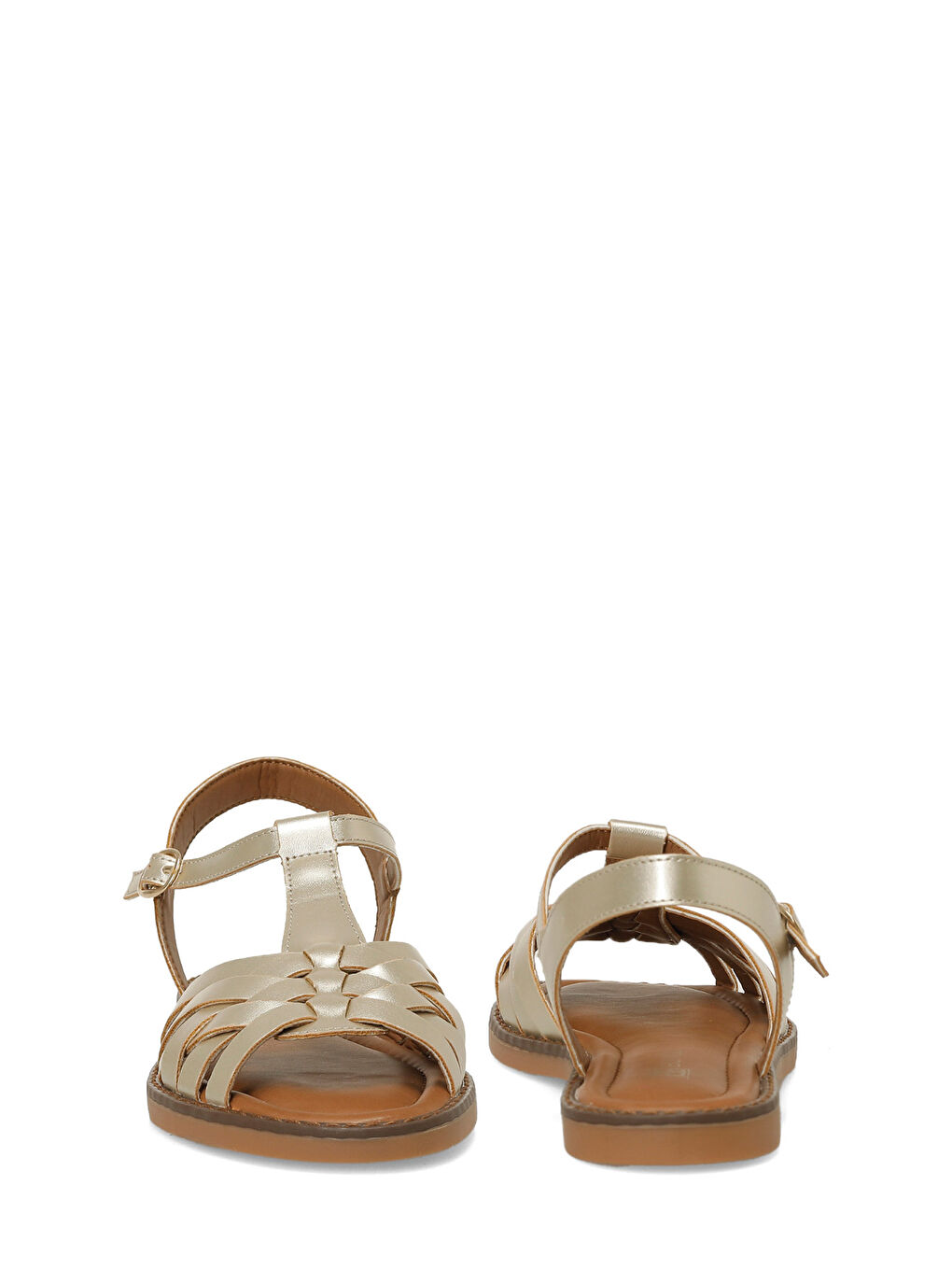 Sarı 26S-378 6FX Altın Kadın Düz Sandalet-4