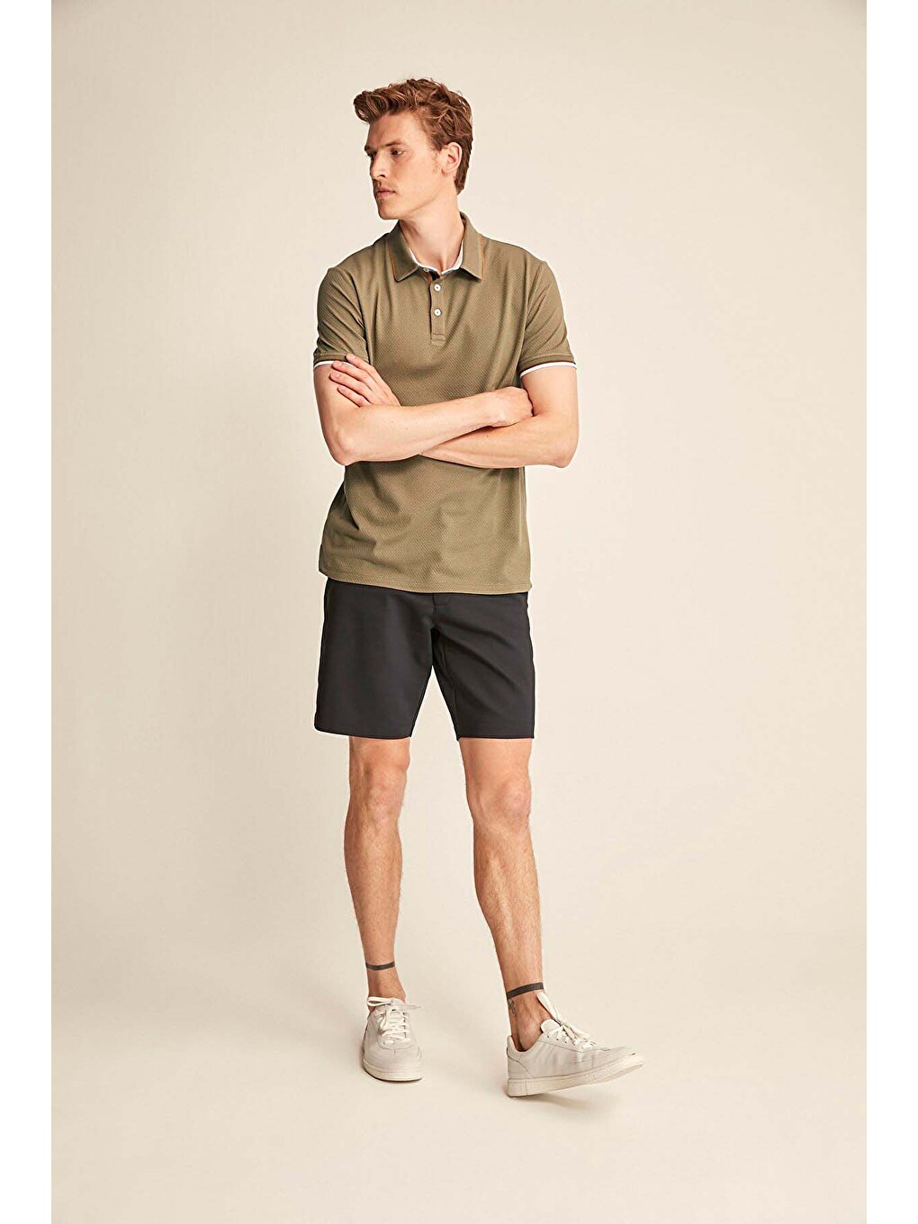 Erkek Slim Fit Haki Polo Yaka T-shirt-3