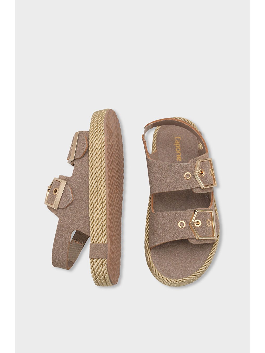 Bej Faith Metal Tokalı Konfor Kadın Sandalet-4