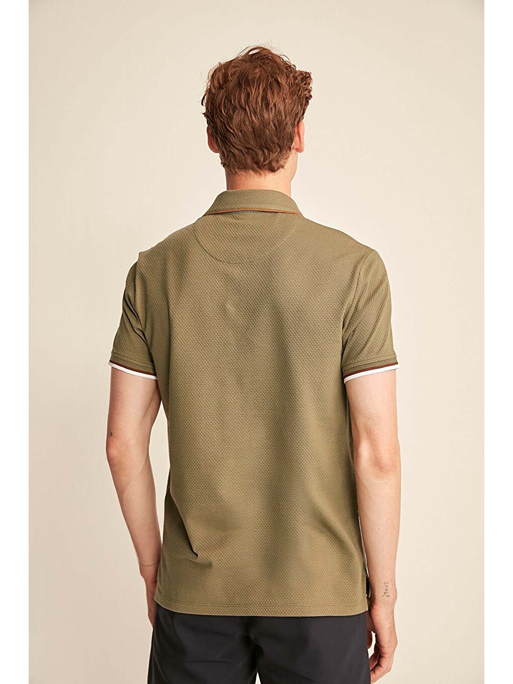 Erkek Slim Fit Haki Polo Yaka T-shirt-4