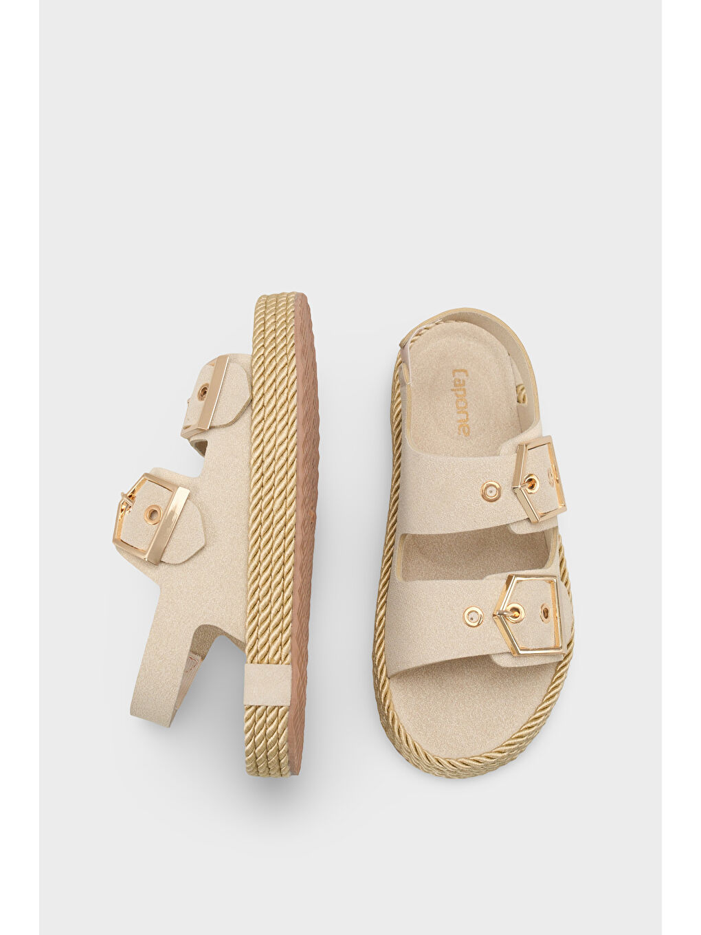 Bej Faith Metal Tokalı Konfor Kadın Sandalet-4