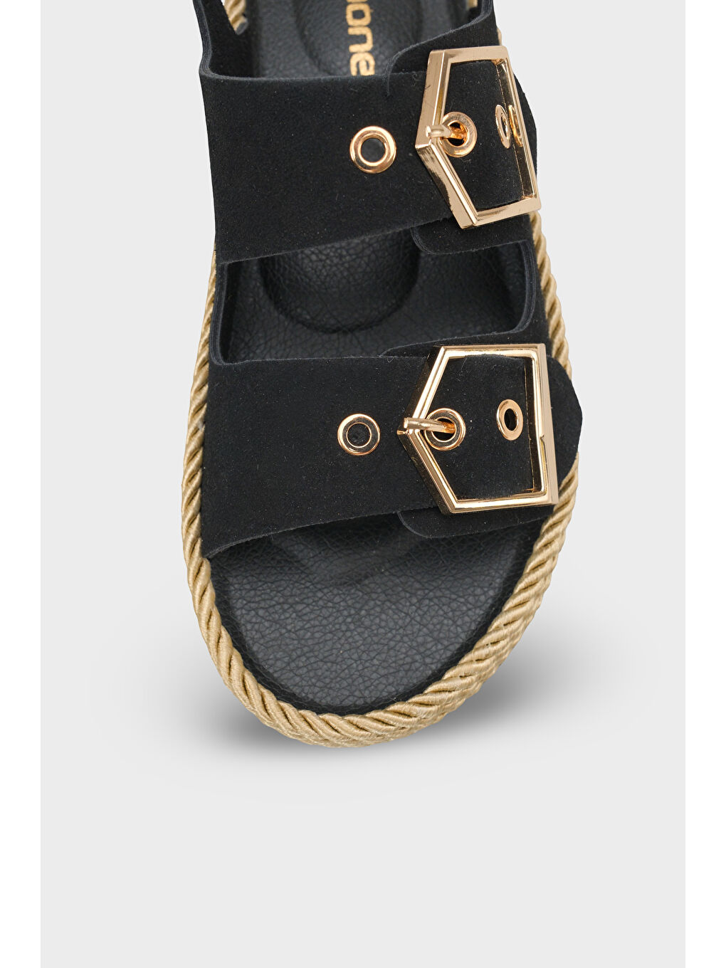 Siyah Faith Metal Tokalı Konfor Kadın Sandalet-2