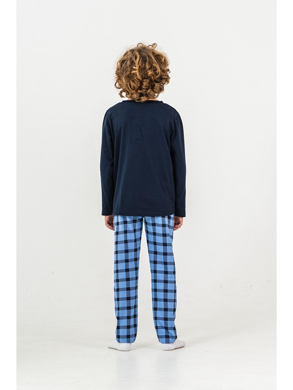 Lacivert Let It Snow Ayıcık Baskılı Erkek Çocuk Pijama Takım-3