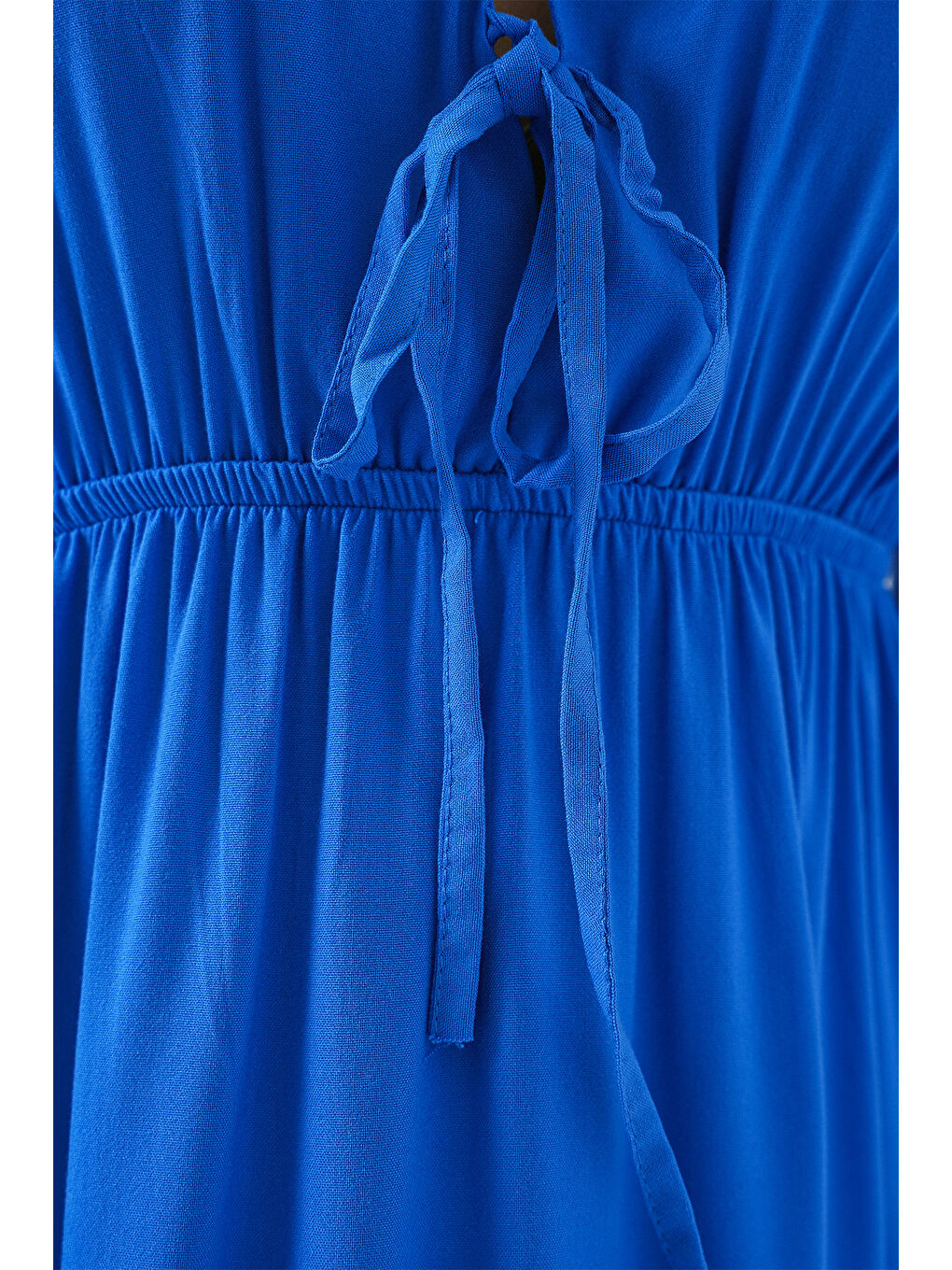 Mavi 2570 Kadın Beli Büzgülü V Yaka Elbise - Saks-4