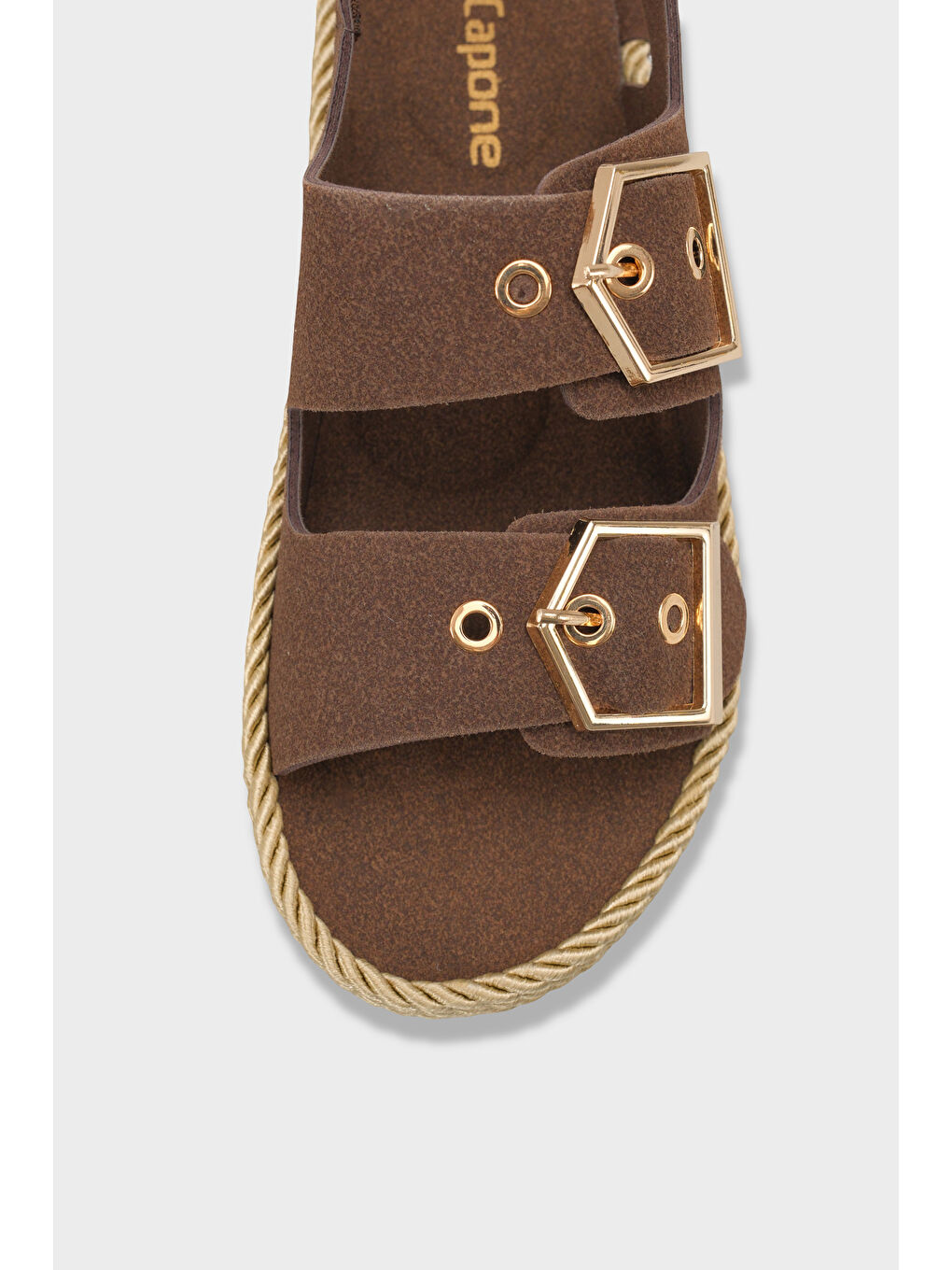 Kahverengi Faith Metal Tokalı Konfor Kadın Sandalet-2