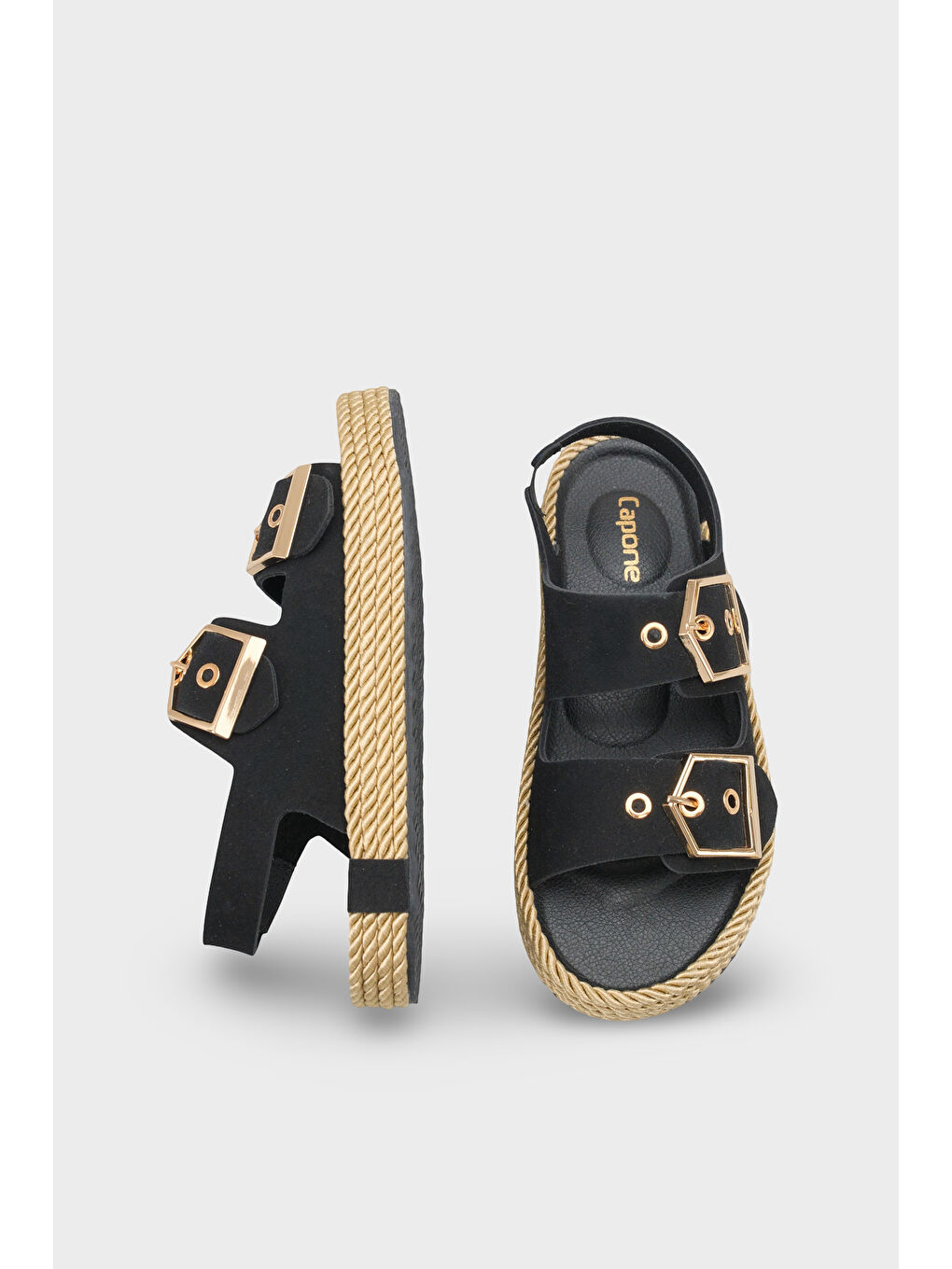 Siyah Faith Metal Tokalı Konfor Kadın Sandalet-4