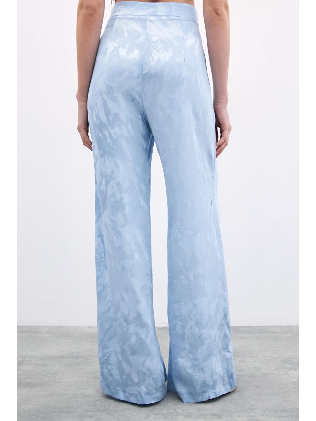 Jakarlı Bol Paça Pantolon - Bebe Mavi-6