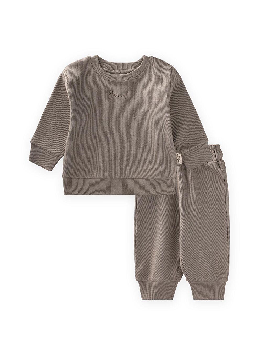 Bej Be Cool Nakışlı Sweatshirt Takım 0-5 Yaş S Vizon