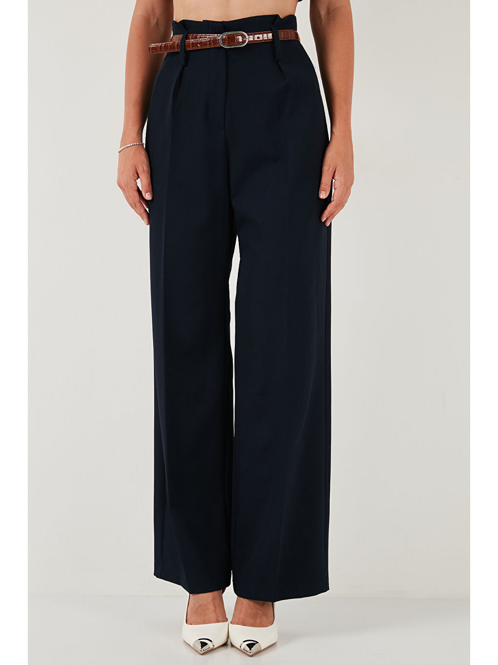 Lacivert Wide Leg Yüksek Bel Geniş Paça Palazzo Pantolon 65271262-1