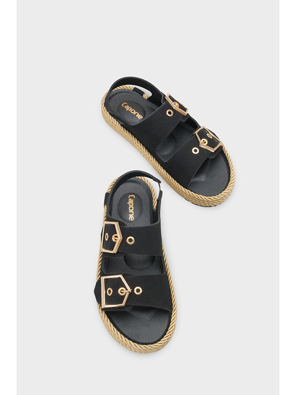 Siyah Faith Metal Tokalı Konfor Kadın Sandalet-5