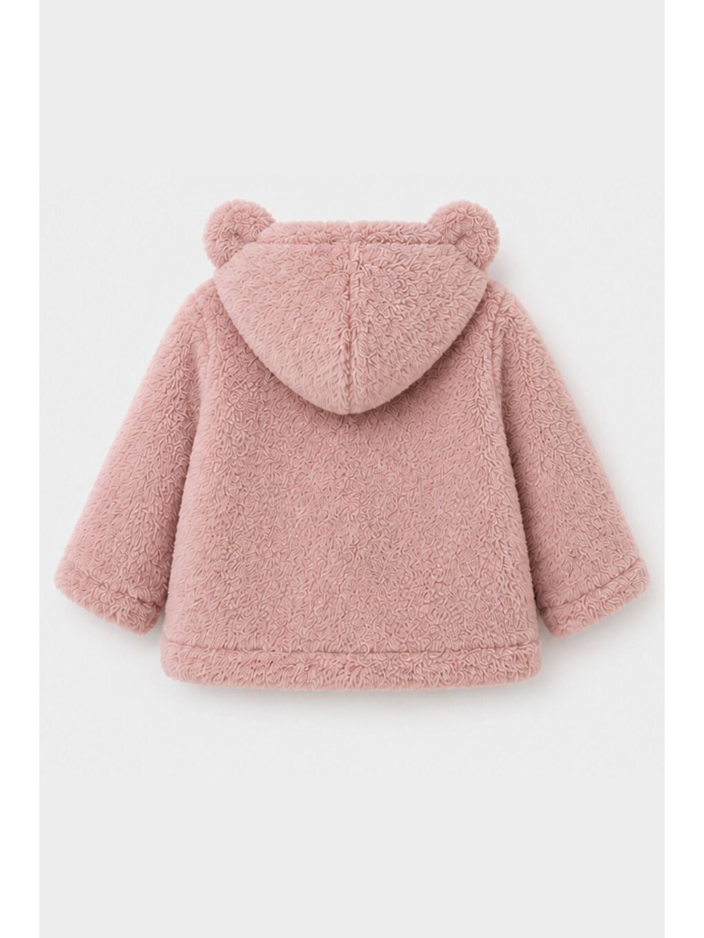 Pembe Bebek Pelüş Ayıcık Kulaklı Kapüşonlu Mont-3
