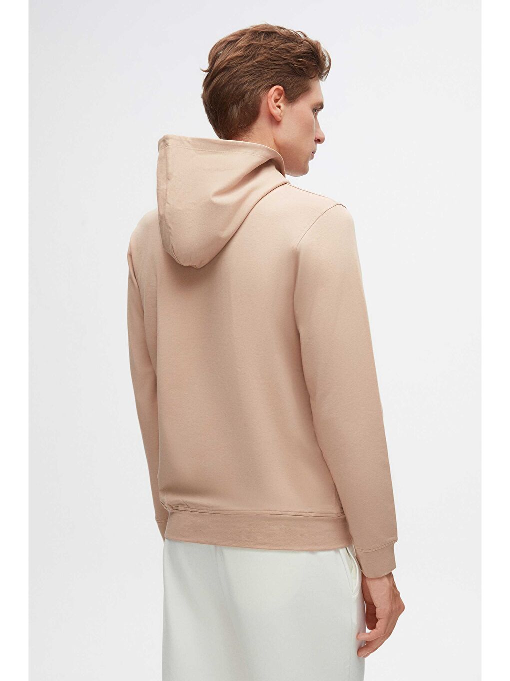 Relaxed Fit Bej Pamuklu Logo Baskılı Sweatshirt-3