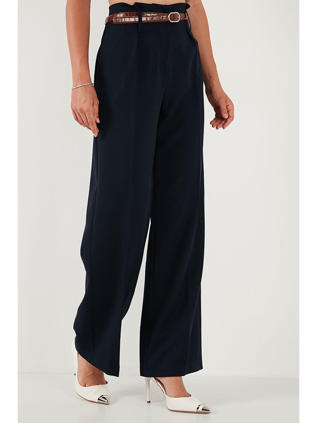 Lacivert Wide Leg Yüksek Bel Geniş Paça Palazzo Pantolon 65271262-2