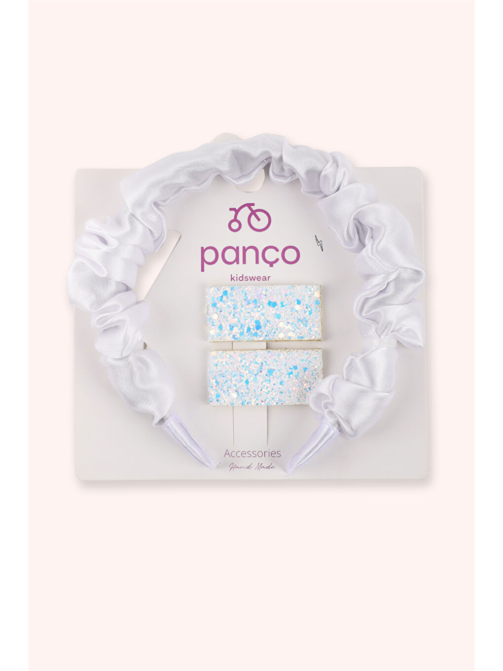 Kız Çocuk Glitter Tokalı Beyaz Taç Seti-1