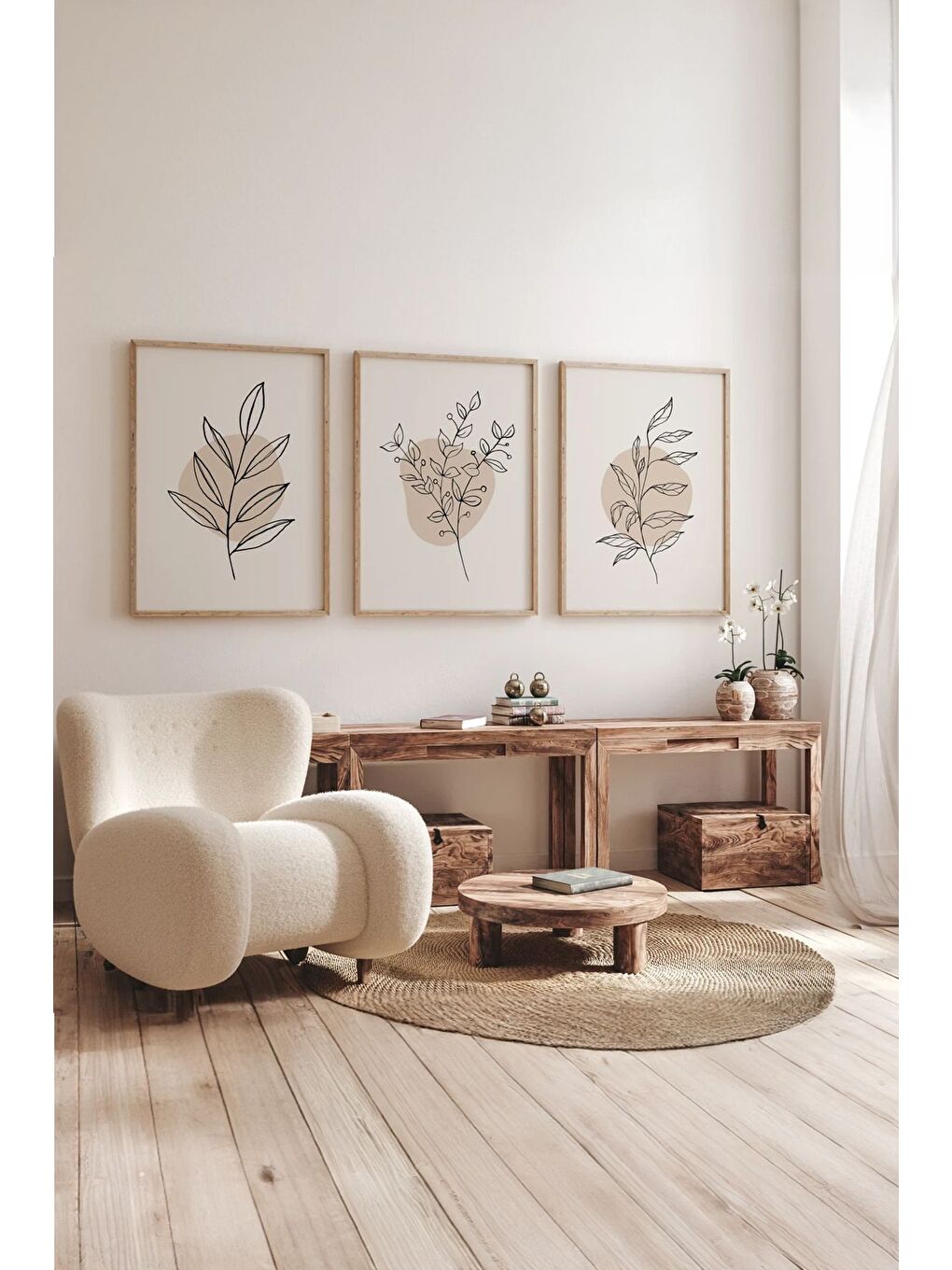 Beyaz Gerçek Ahşap Çerçeveli 3 Parça 3D Poster Tablo Seti 15x20 cm - Set 32