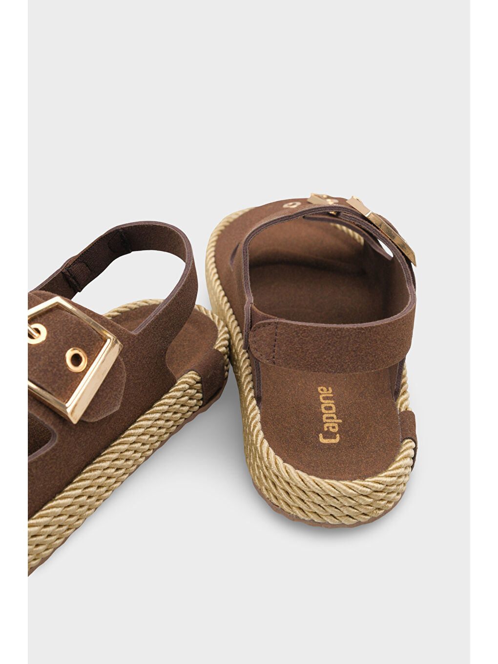 Kahverengi Faith Metal Tokalı Konfor Kadın Sandalet-3