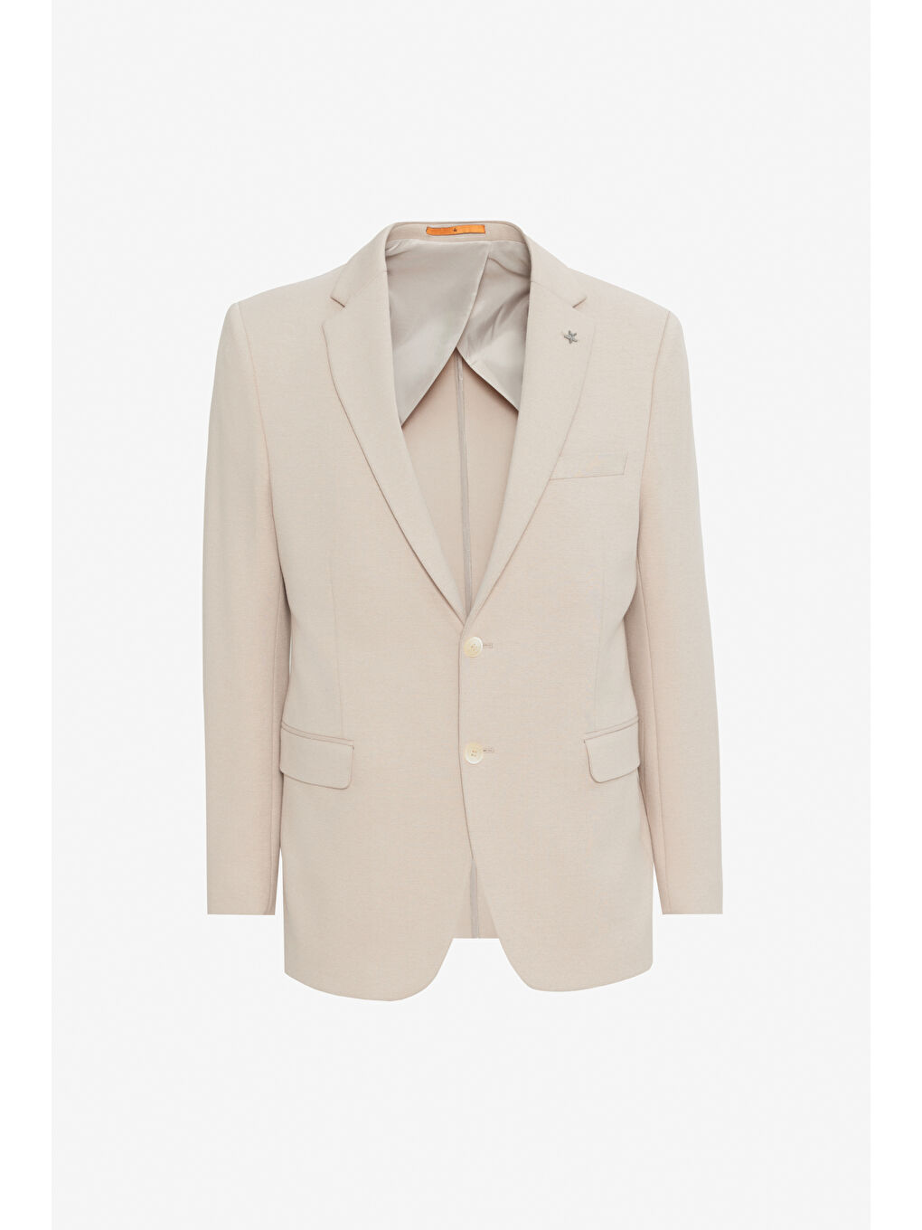 Erkek Bej Pamuklu Slim Fit Dar Kesim Mono Yaka Kapak Cepli Esnek Blazer Ceket