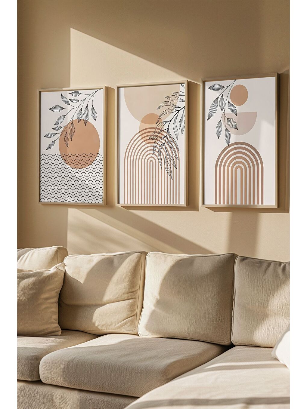 Beyaz Gerçek Ahşap Çerçeveli 3 Parça 3D Poster Tablo Seti 15x20 cm - Set 129-1