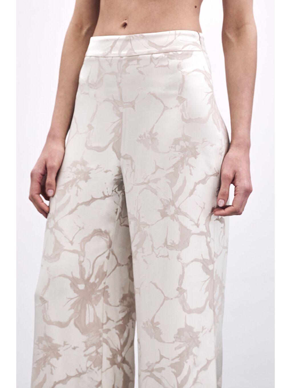 Renkli Jakarlı Pantolon - Bej-4