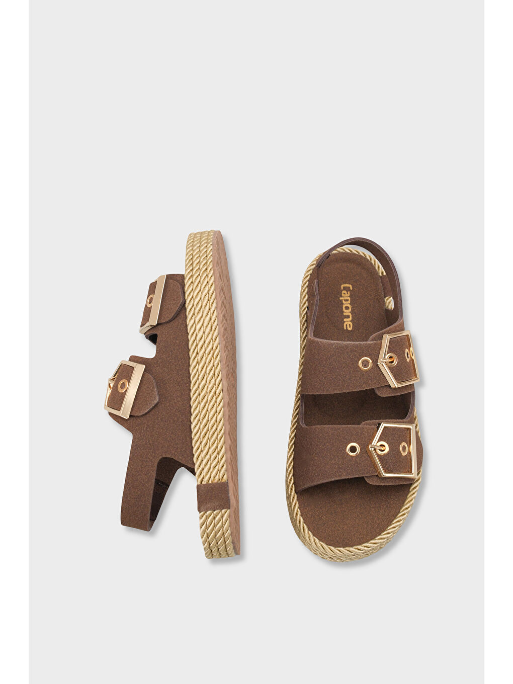 Kahverengi Faith Metal Tokalı Konfor Kadın Sandalet-4