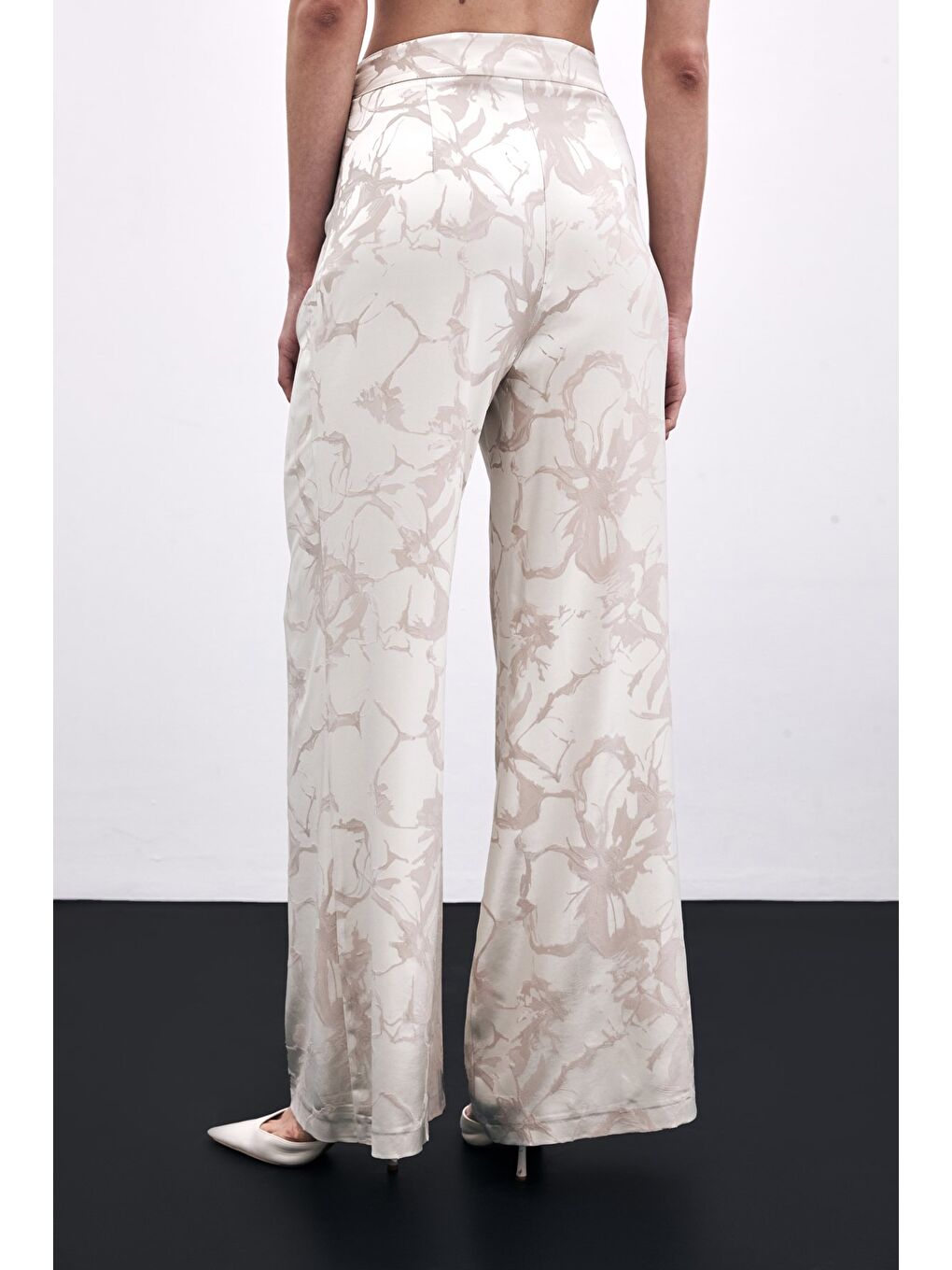 Renkli Jakarlı Pantolon - Bej-6