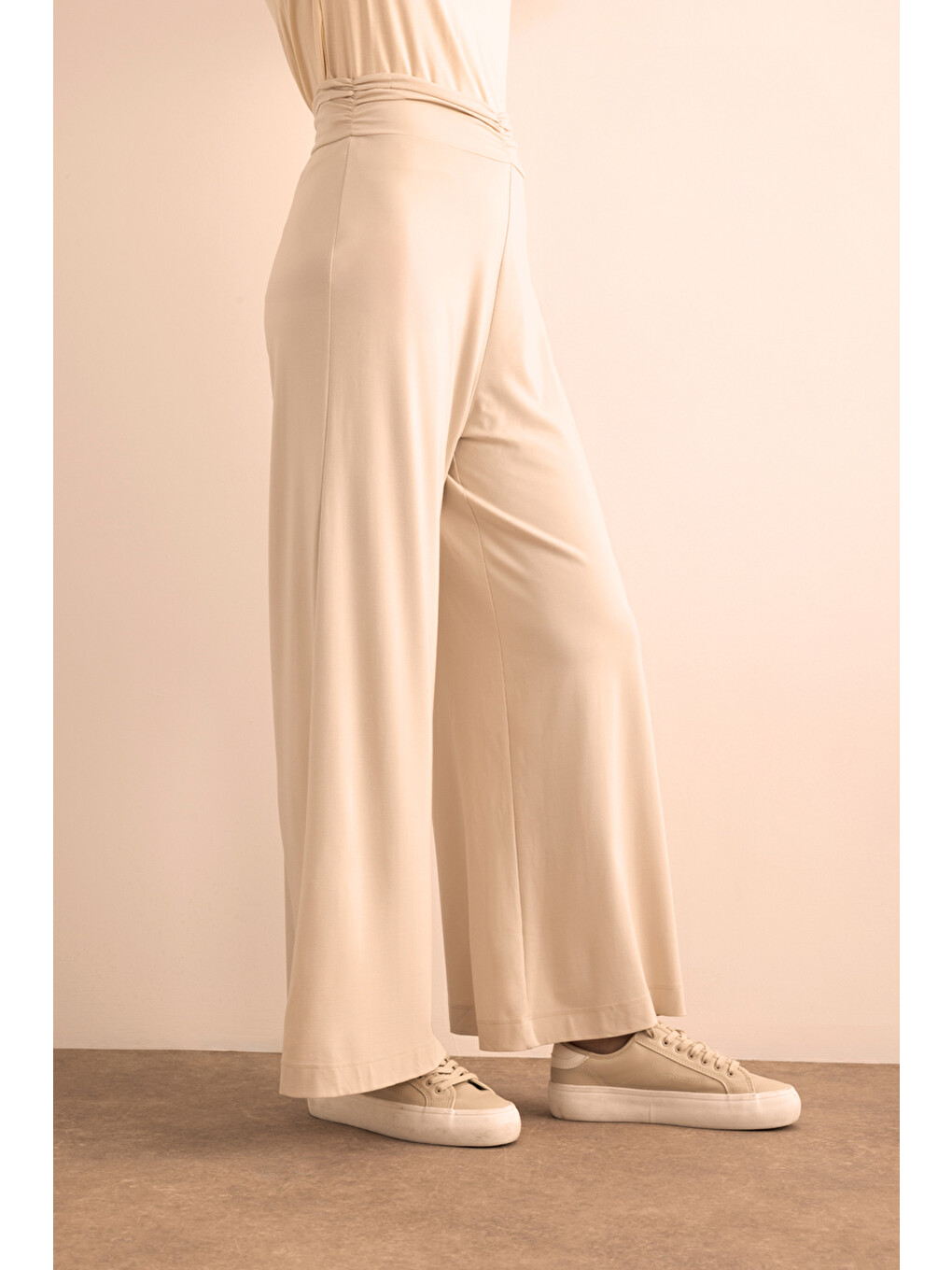 Bej Örme Pantolon Etek-2