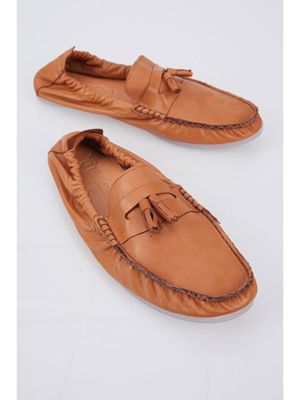 Kahverengi Erkek Taba Önü Püsküllü Arkası Lastikli Rahat Kalıp Hakiki Deri Loafer-1