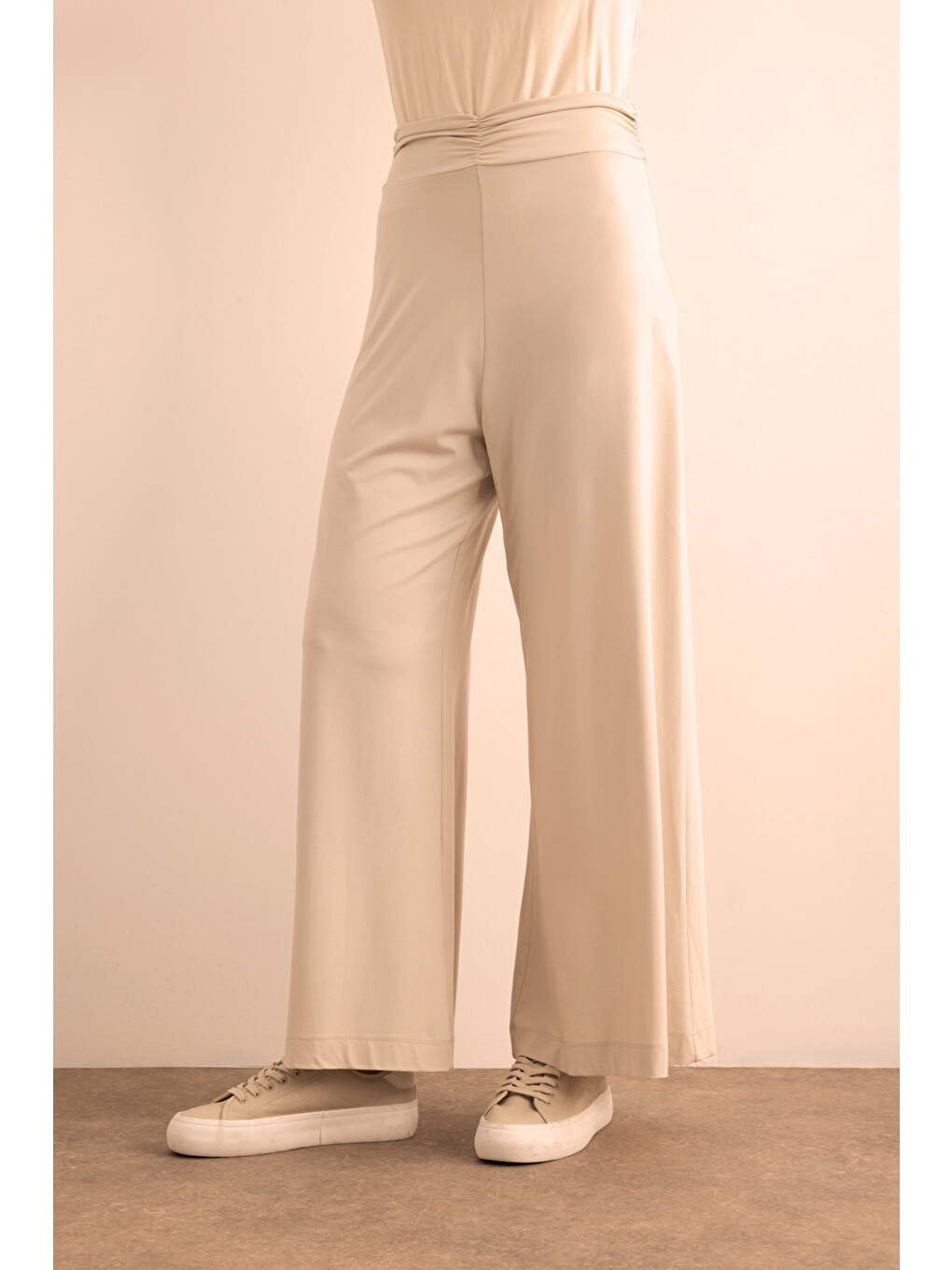 Bej Örme Pantolon Etek-3
