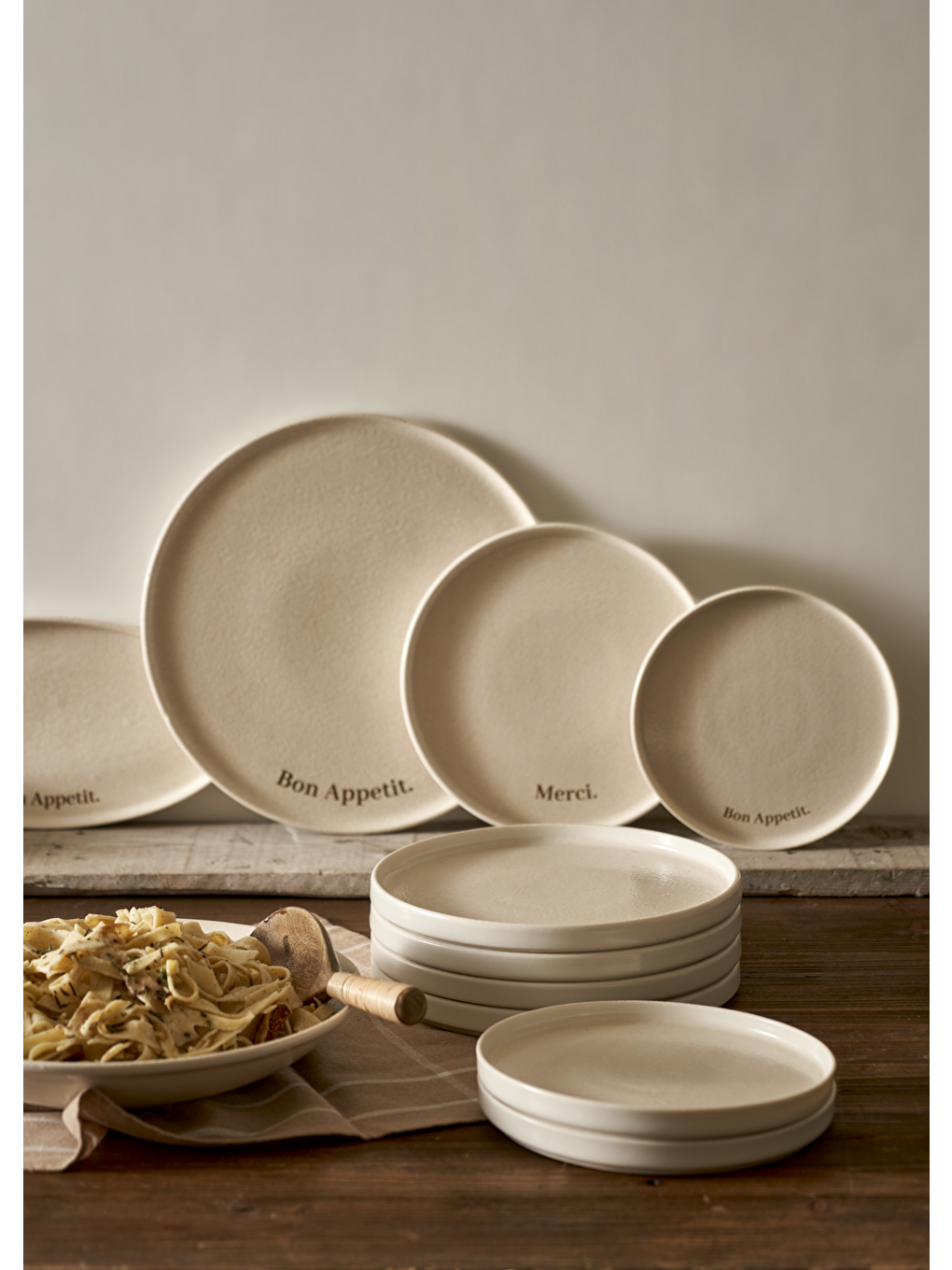 Ekru Parisien Porselen Pasta Tabağı Krem (21 cm)-3