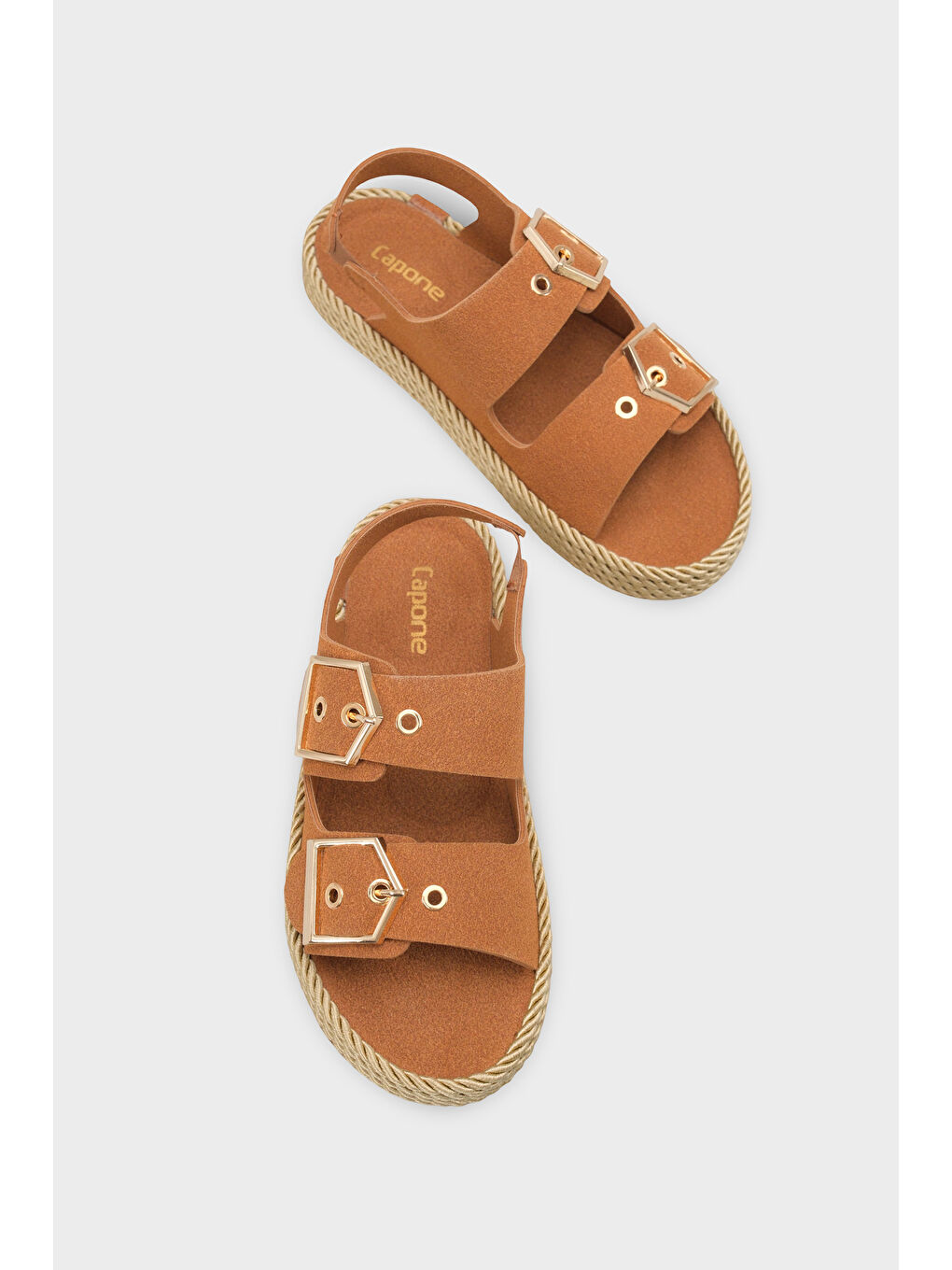 Kahverengi Faith Metal Tokalı Konfor Kadın Sandalet-4