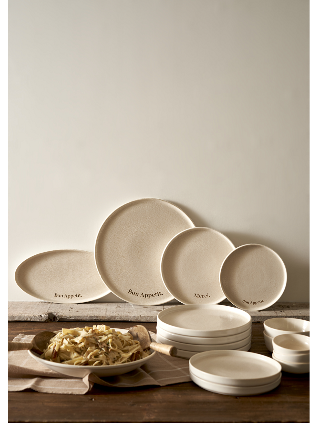 Ekru Parisien Porselen Pasta Tabağı Krem (21 cm)-4